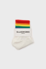 White rainbow ankle stripe socks