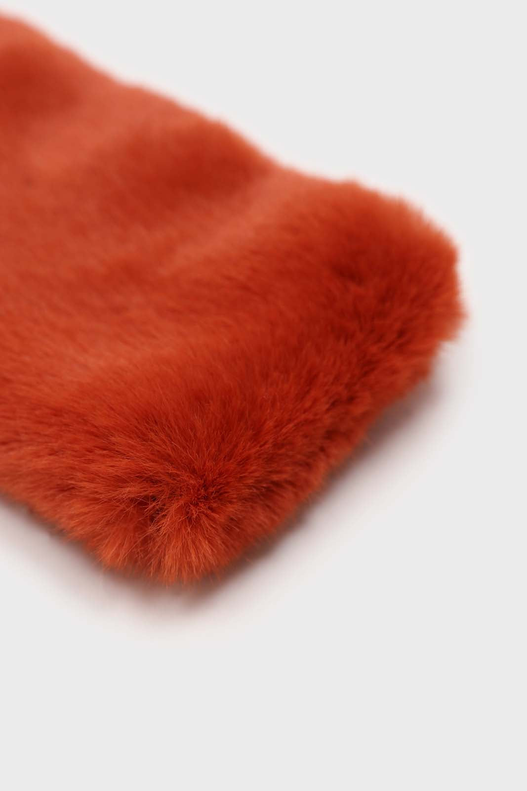 Rust orange thick faux fur tuck scarf