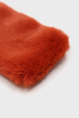 Rust orange thick faux fur tuck scarf