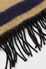 Mustard and charcoal contrast block fringe scarf