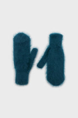 Teal mohair mittens