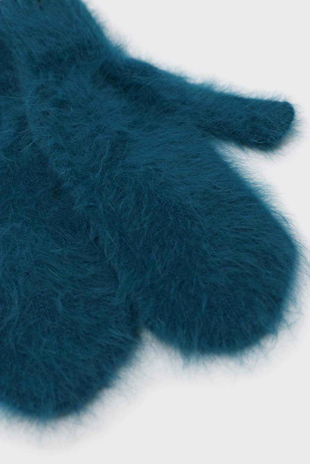 Teal mohair mittens