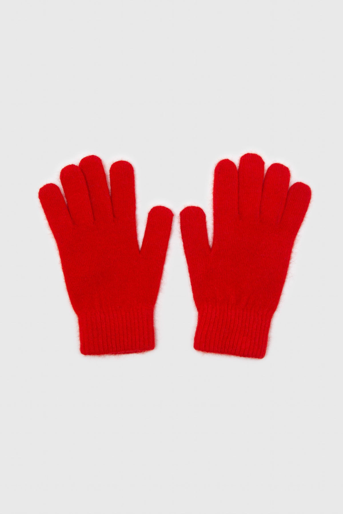 Bright red mohair gloves