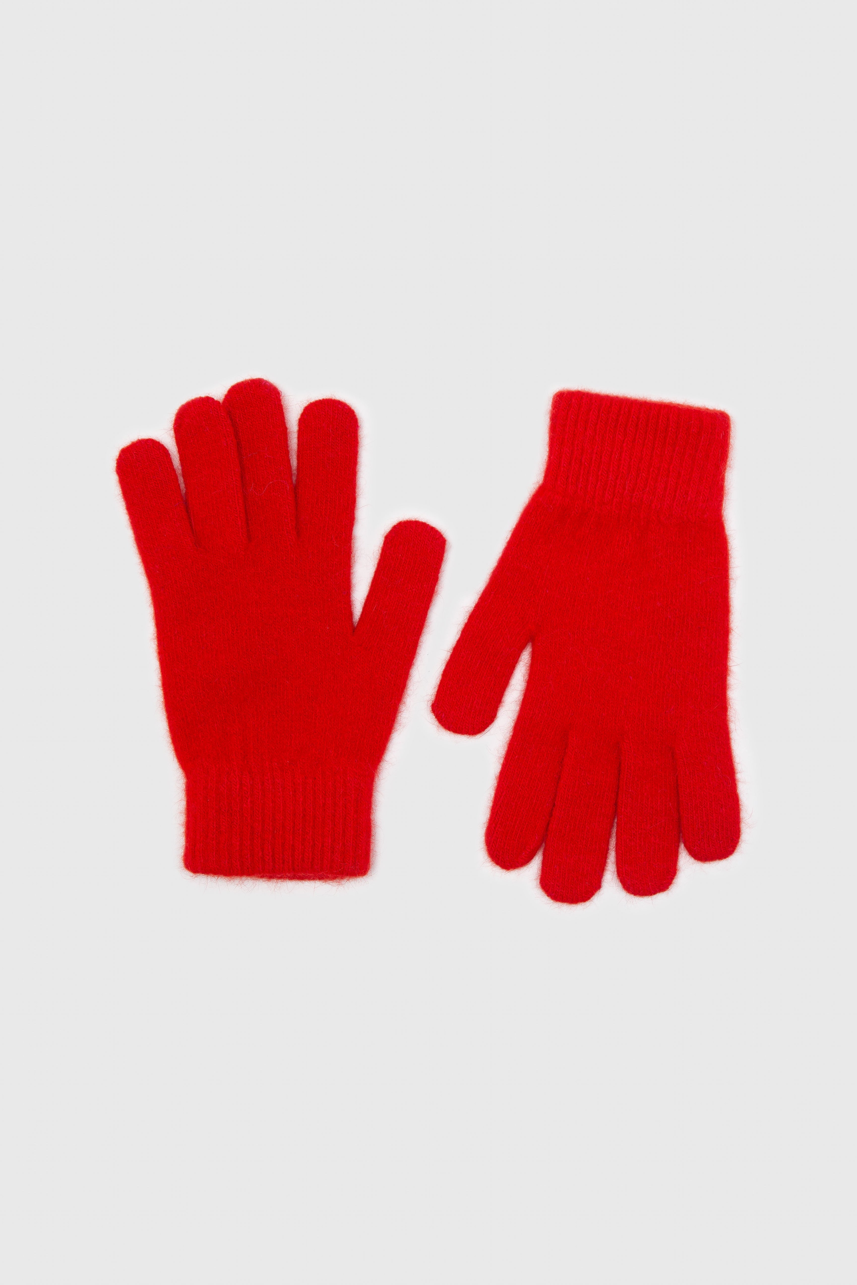 Bright red mohair gloves