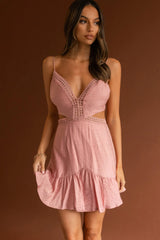 Santorini Sunset Cami Strap Cut-Out Dress Blush