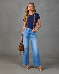 Ivy Season Knit Argyle Short Sleeve Top