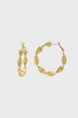 Gold rough smooth twisted hoop earrings