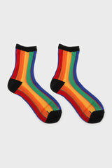 Rainbow sheer vertical striped socks