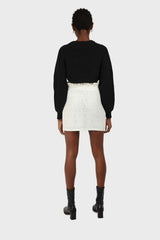 Ivory ruched waist eyelet mini skirt