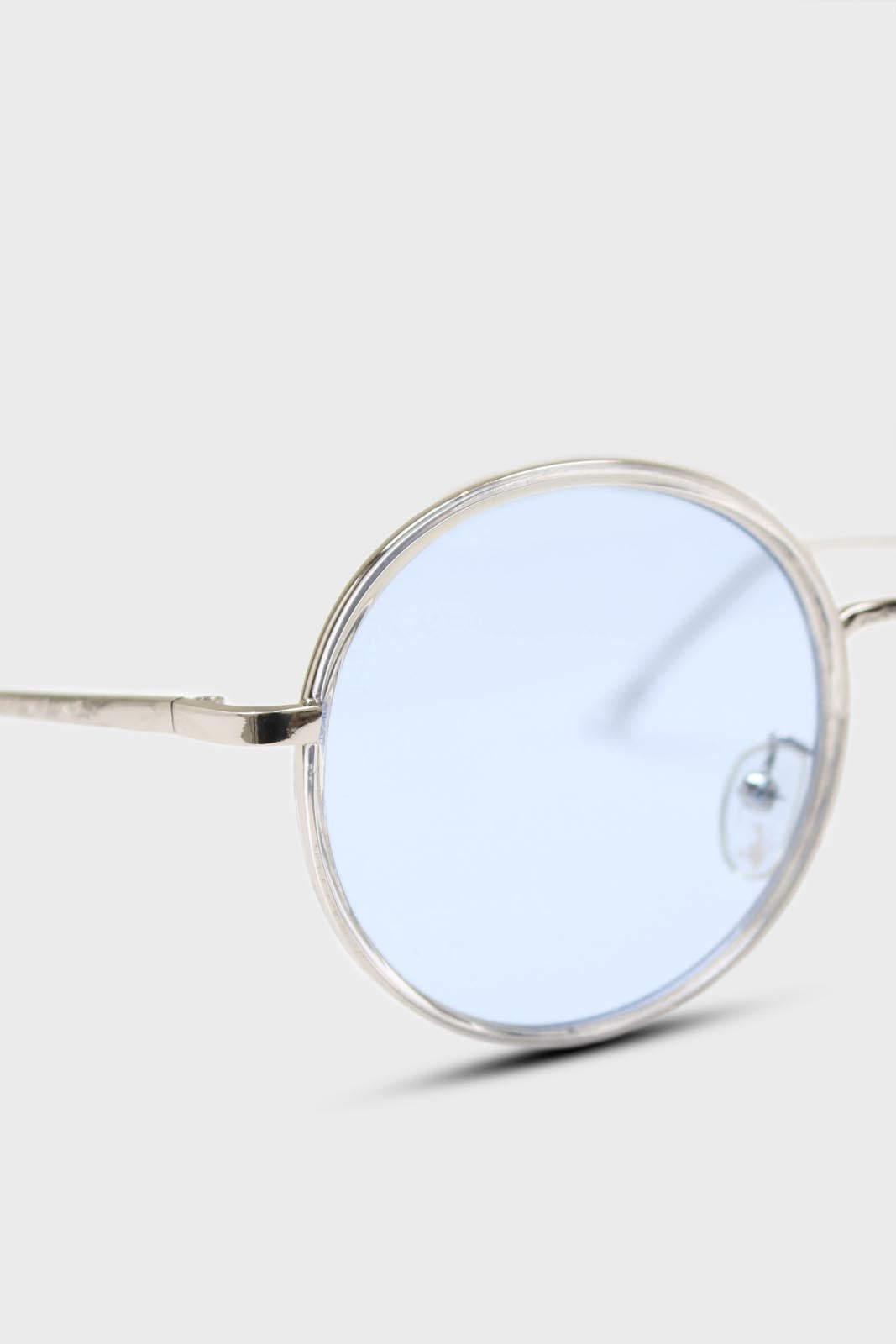 Blue clear frame rounded square sunglasses