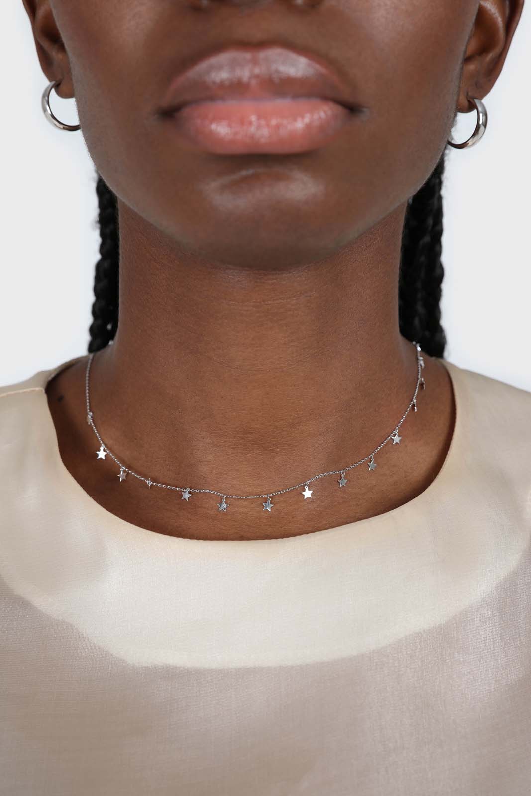 Charm necklace - Silver dangling stars