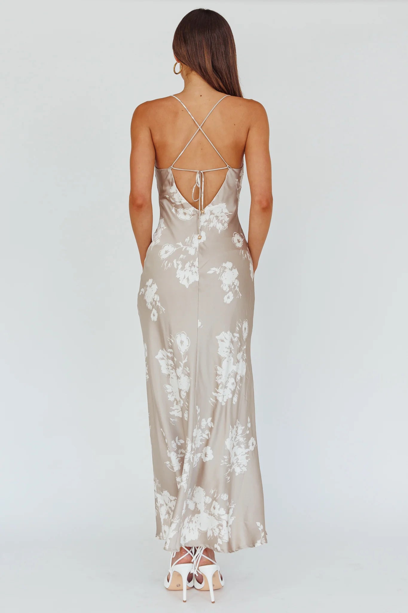 Lyndel Tied Back Slip Midi Dress Grey
