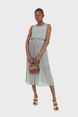 Mint silky micro pleat maxi dress