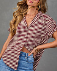 Josette Cotton Gingham Short Sleeve Top