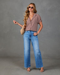Josette Cotton Gingham Short Sleeve Top