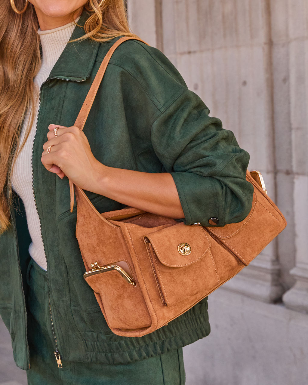 Huntlie Faux Suede Messenger Shoulder Bag
