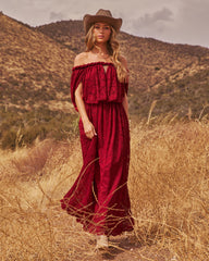 Serafina Floral Lace Off the Shoulder Maxi Dress