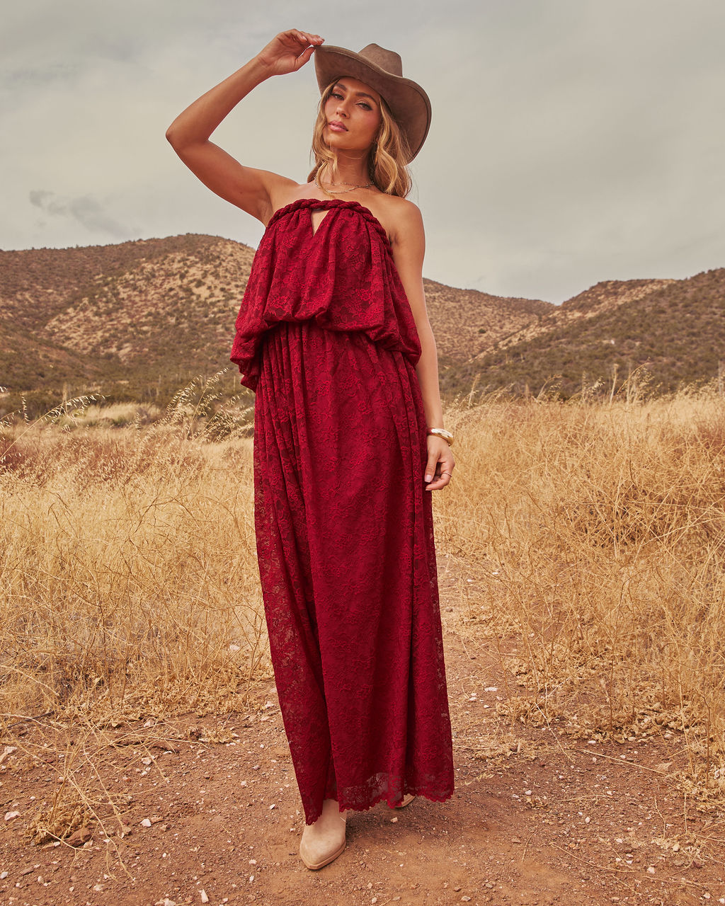 Serafina Floral Lace Off the Shoulder Maxi Dress