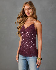 Just Lovely Polka Dot Lace Trim Cami