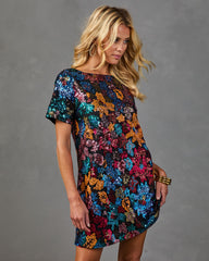 Wild Clover Floral Sequin Mini Dress