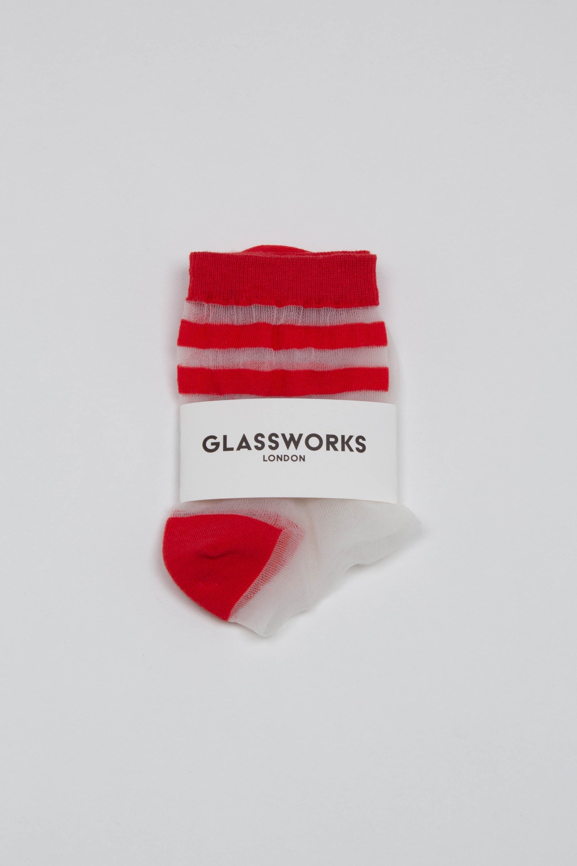 Red sheer triple stripe socks