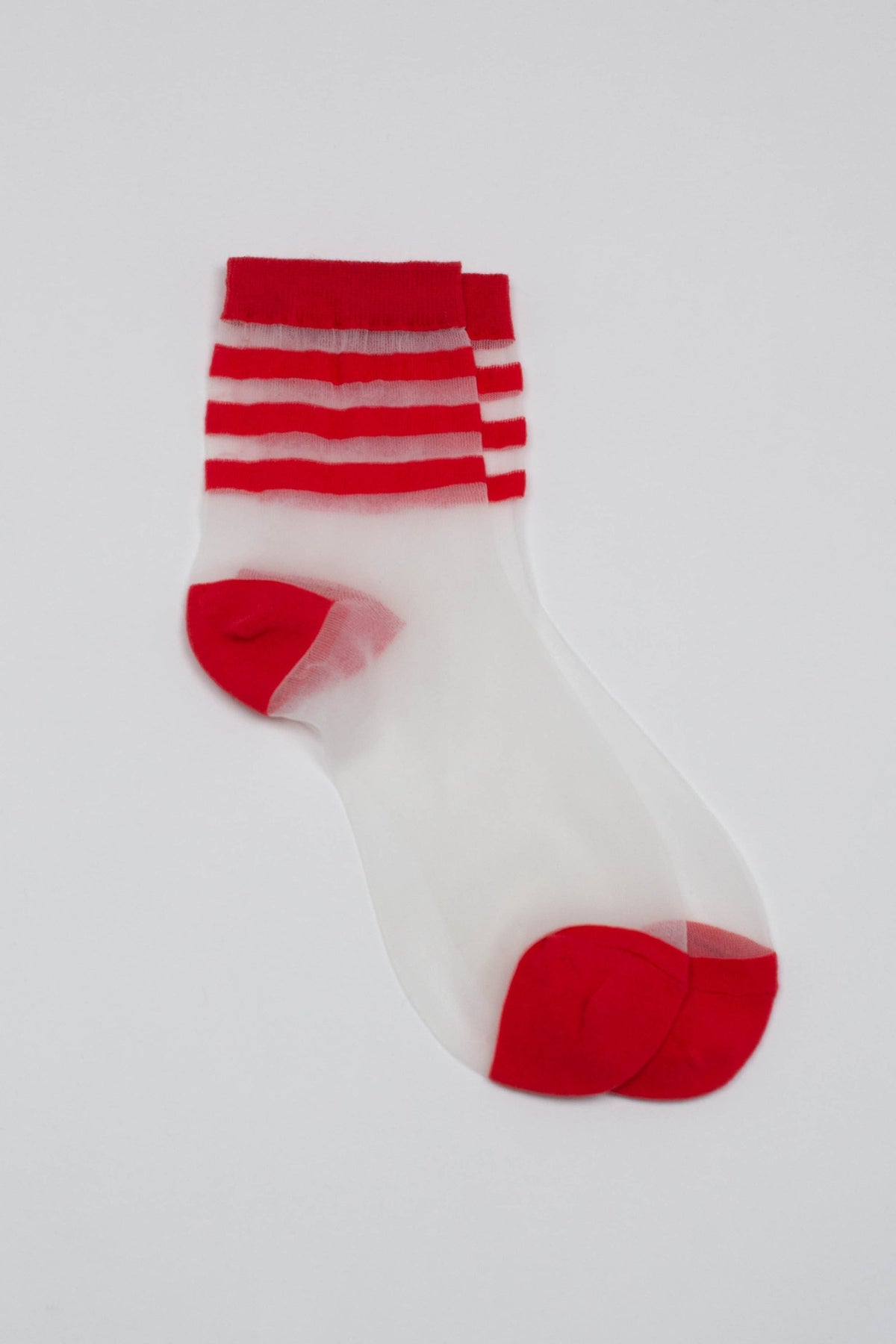 Red sheer triple stripe socks