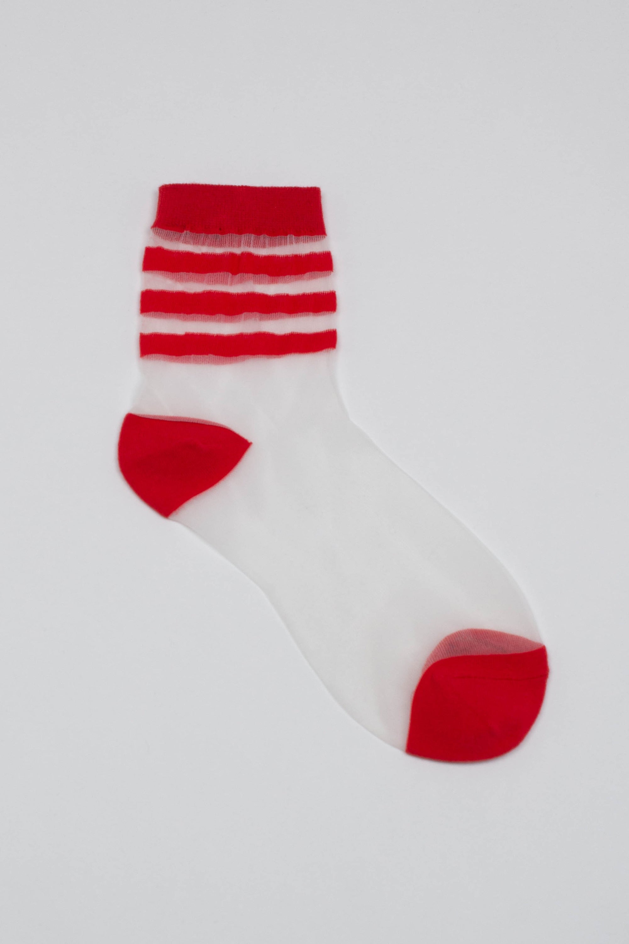 Red sheer triple stripe socks
