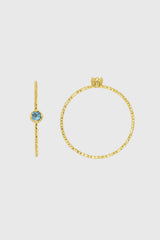 Gold genuine aqua marine birthstone ring / Mar - light blue