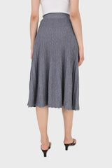 Grey lined midi length flare knit skirt