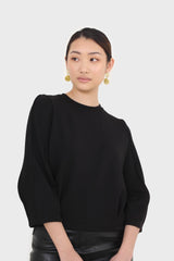Black sharp seamed sleeve top