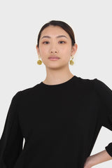 Black sharp seamed sleeve top