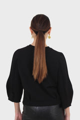 Black sharp seamed sleeve top