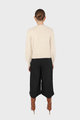 Black silky wide leg tie waist trousers
