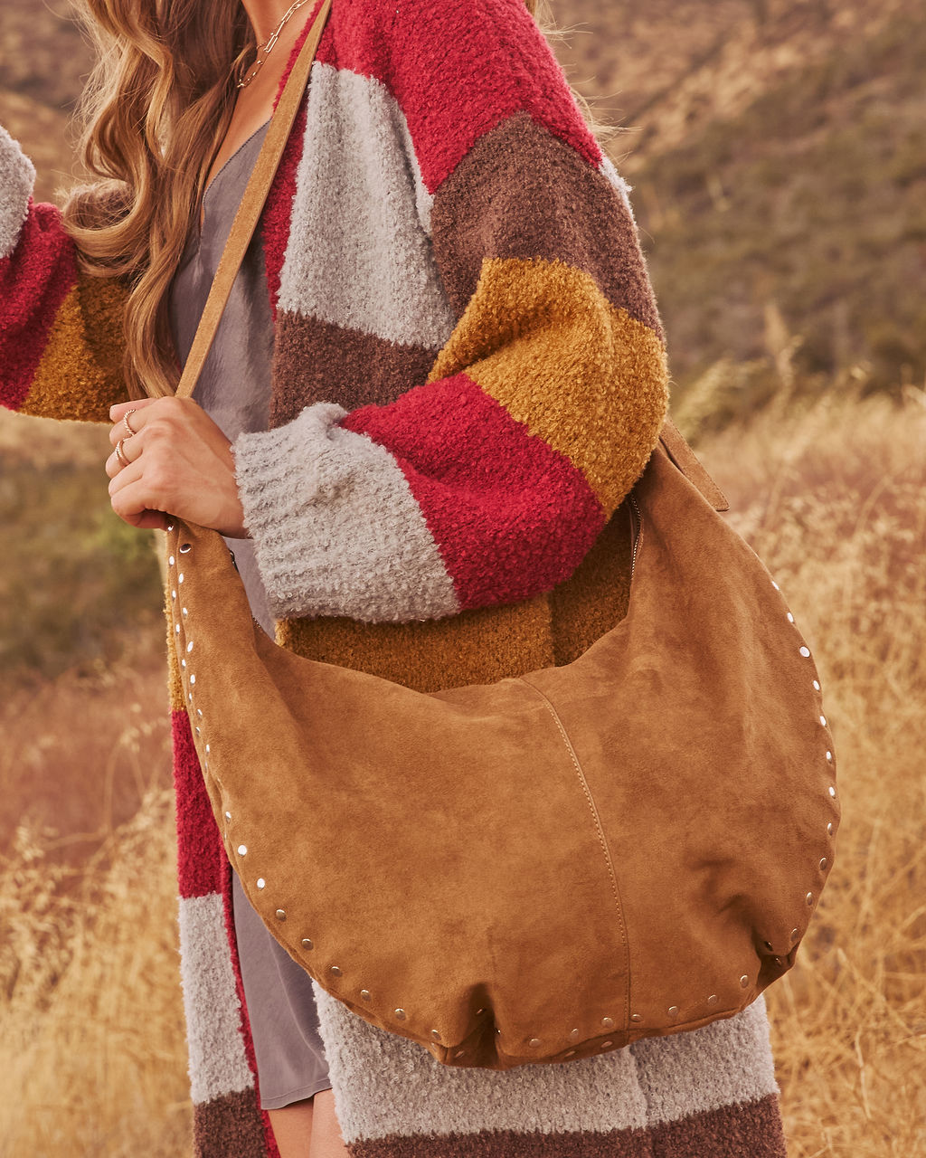 Reese Faux Suede Shoulder Bag