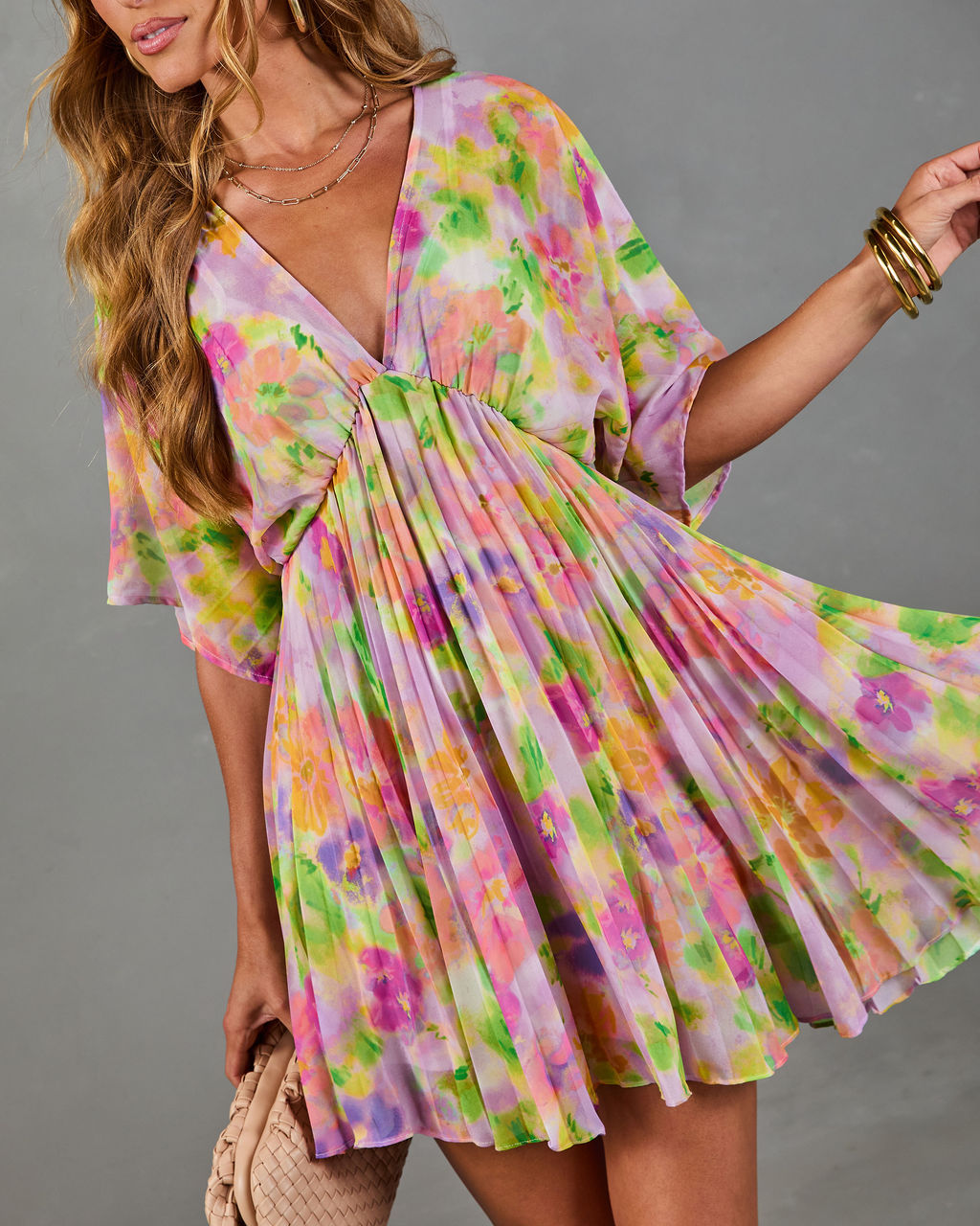 Garden Hush Floral Watercolor Mini Dress