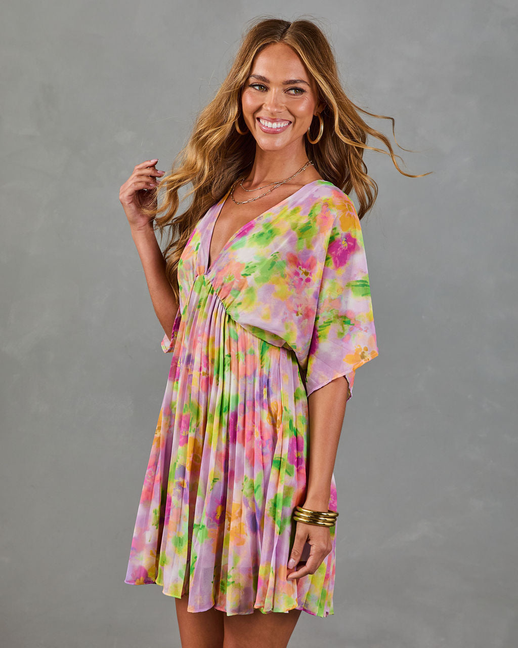 Garden Hush Floral Watercolor Mini Dress