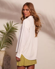 Seabreeze Society Linen Blend Button Down Top