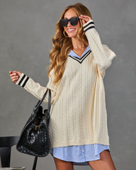 Field Estate Cable Knit Twofer Mini Sweater Dress
