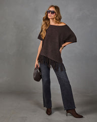 Destiny Knit Asymmetric Tassel Hem Sweater