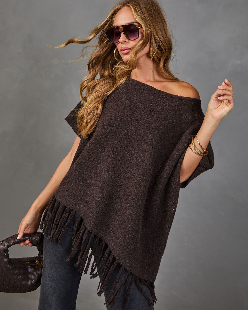 Destiny Knit Asymmetric Tassel Hem Sweater