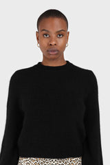 Black balloon sleeve angora jumper