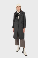 Charcoal grey single breasted wool coat