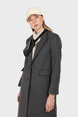 Charcoal grey single breasted wool coat