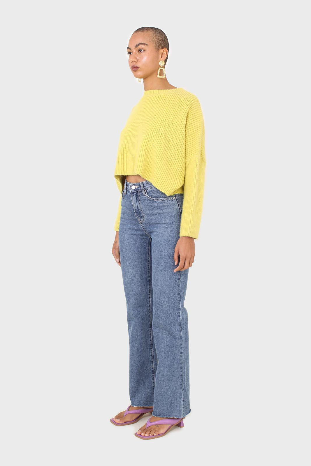 Yellow cross back crop front jumper
