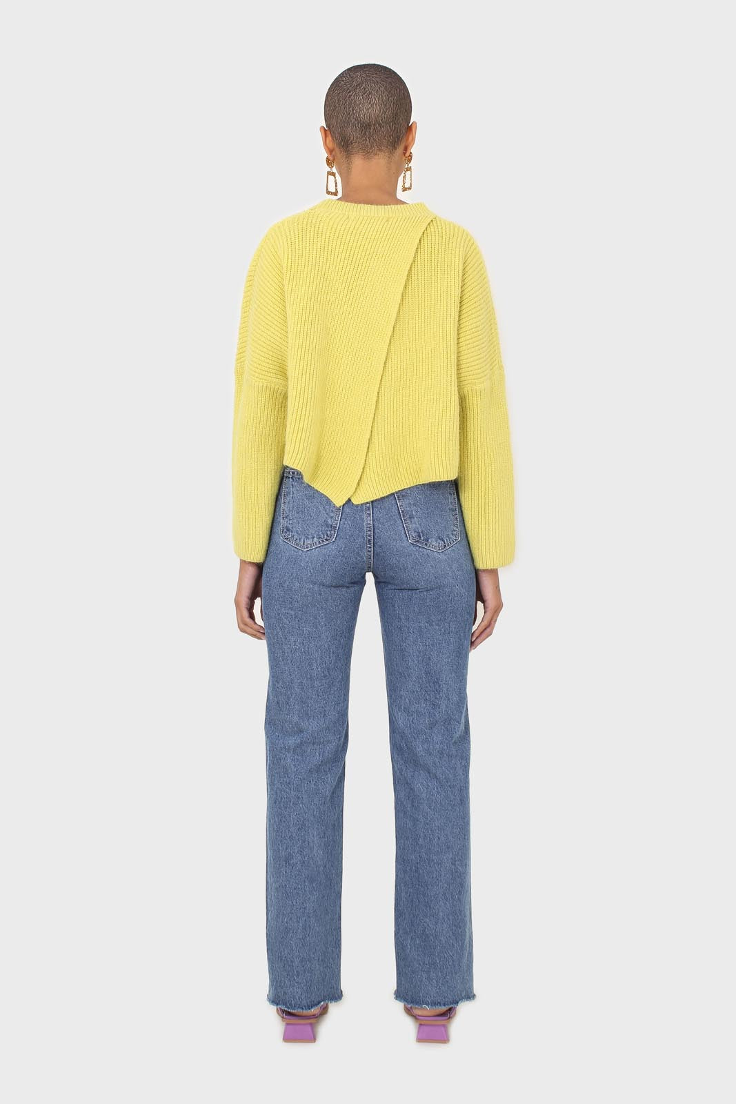 Yellow cross back crop front jumper