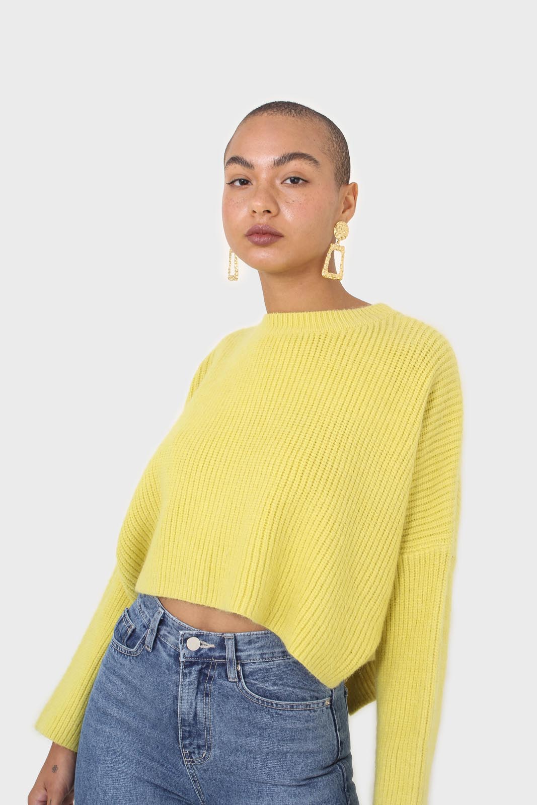Yellow cross back crop front jumper