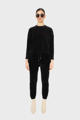 Black ribbed velvet long sleeved top