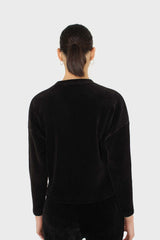 Black ribbed velvet long sleeved top