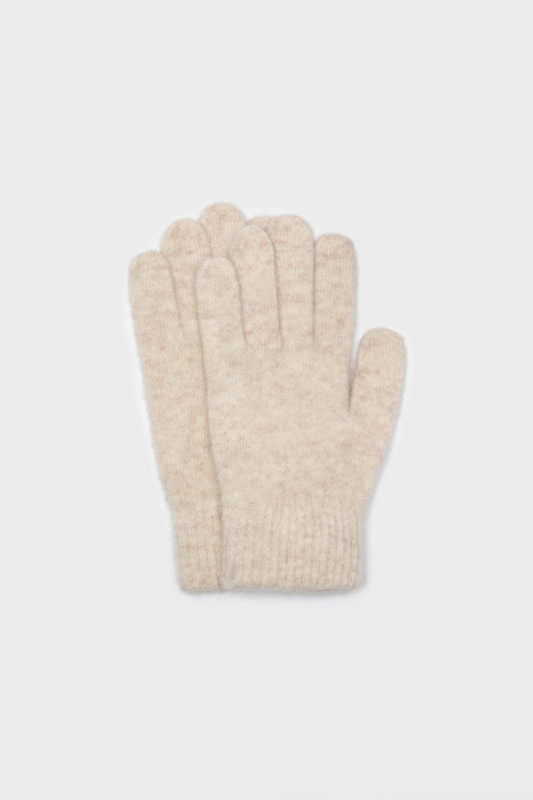 Heather beige mohair gloves