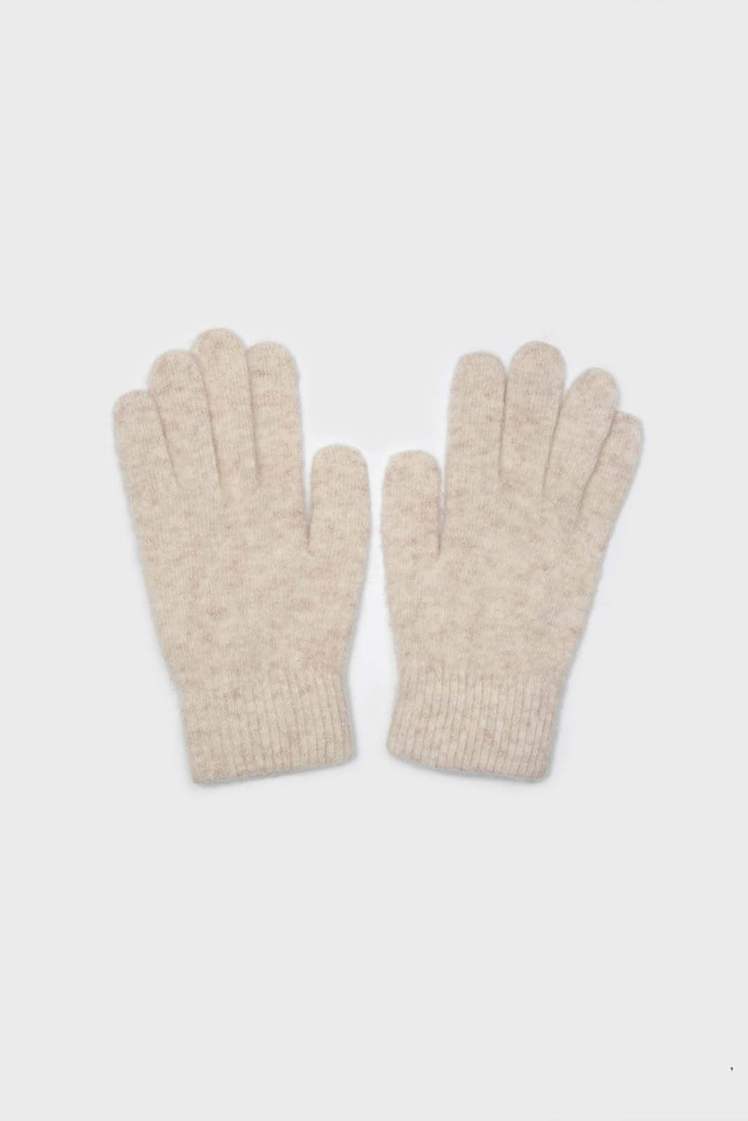 Heather beige mohair gloves